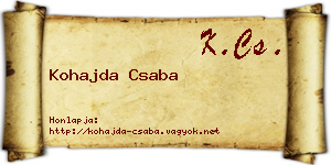 Kohajda Csaba névjegykártya